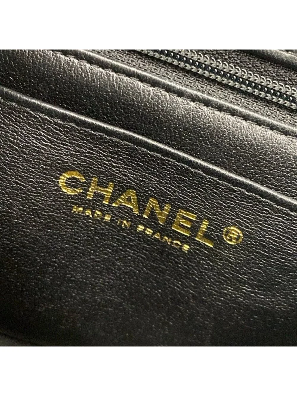 Chanel Shoulder Bag Quilted Top Handle Mini Flap Black Chain Champagne Gold